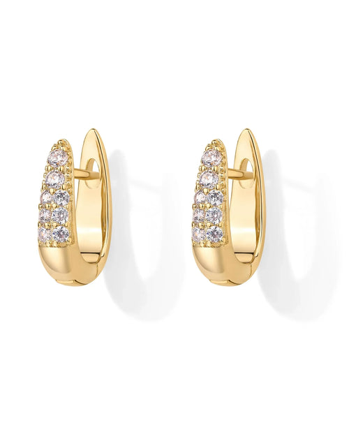 18K Gullbelagte Creoler med Zirkon | Elegante Øredobber med Stift i 925 Sterlingsølv