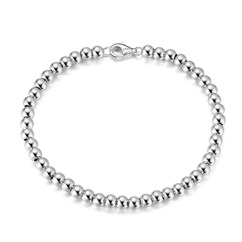 Armbånd i 925 sterlingsølv med 4 mm sølvkuler