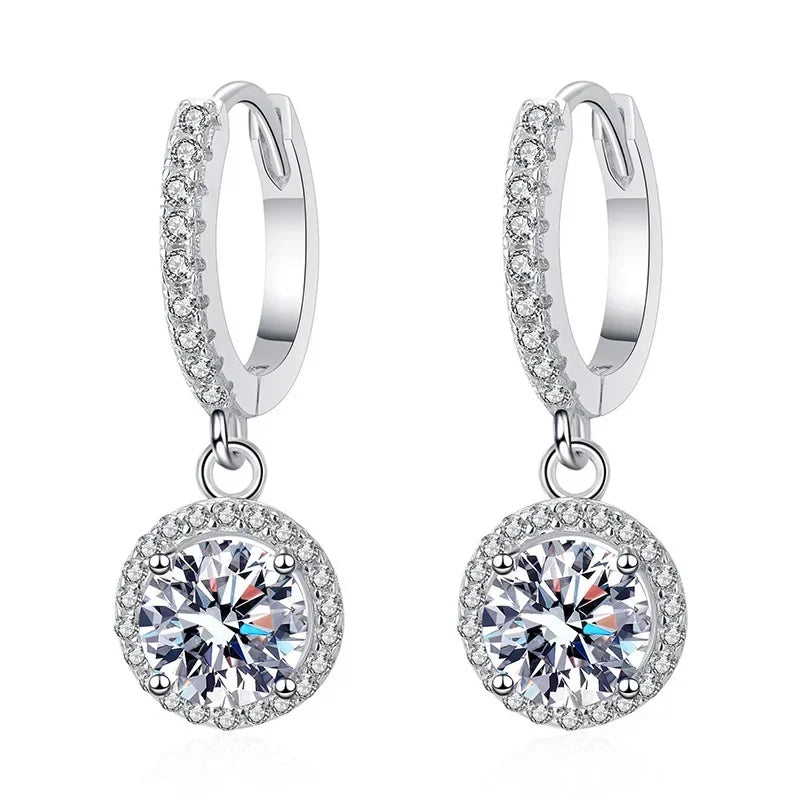 1 ct Moissanitt Øredobber i 925 Sterling Sølv for Dame – Rundslipt Design