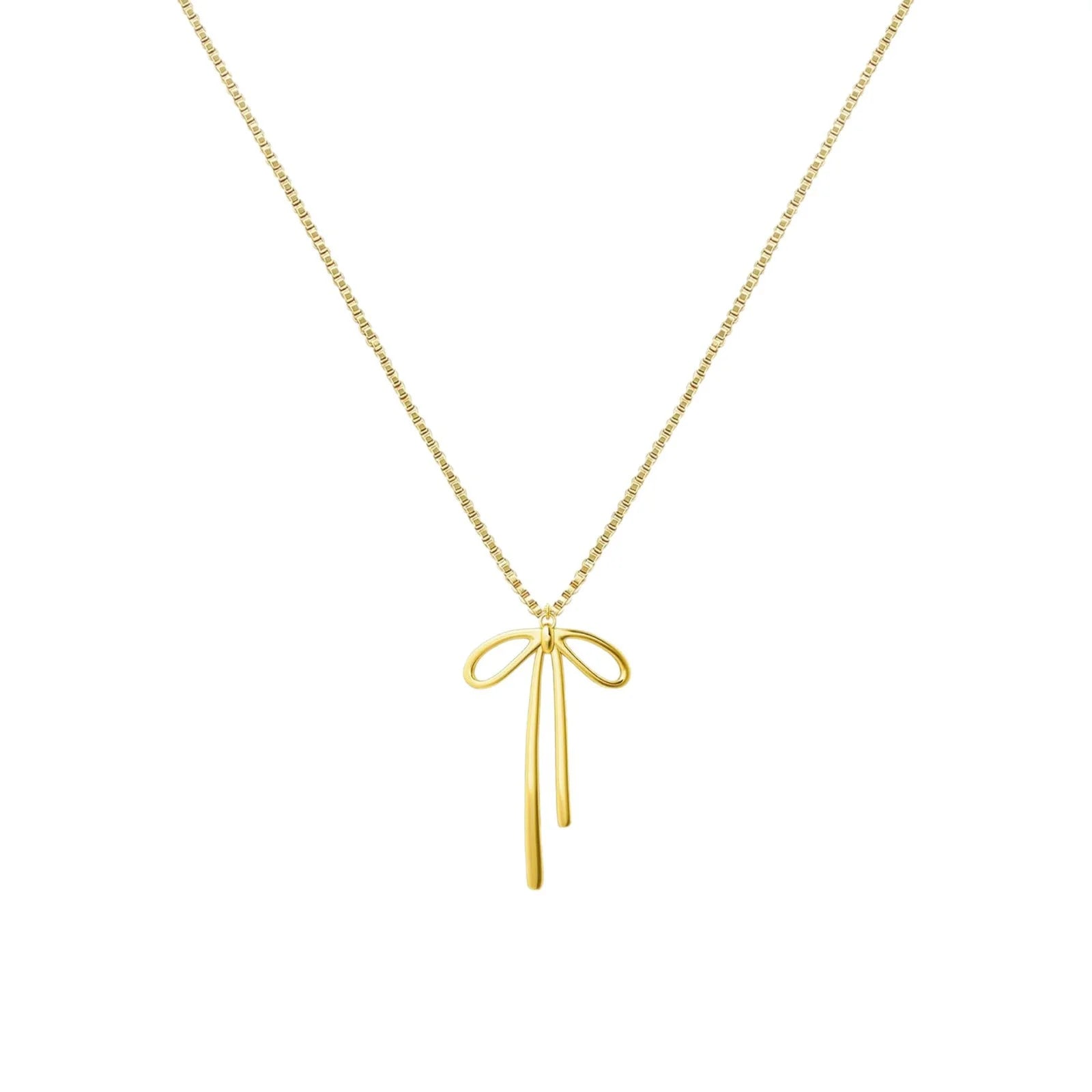 Gullfarget Sløyfe Halskjede – Søtt og Elegant Choker Smykke til Dame