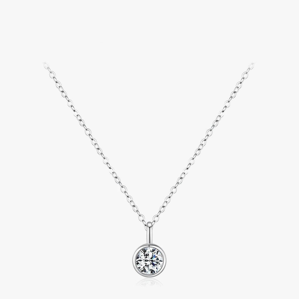 Moissanitt Halskjede 1 Karat – 925 Sølv med Bezel Setting & Sertifikat