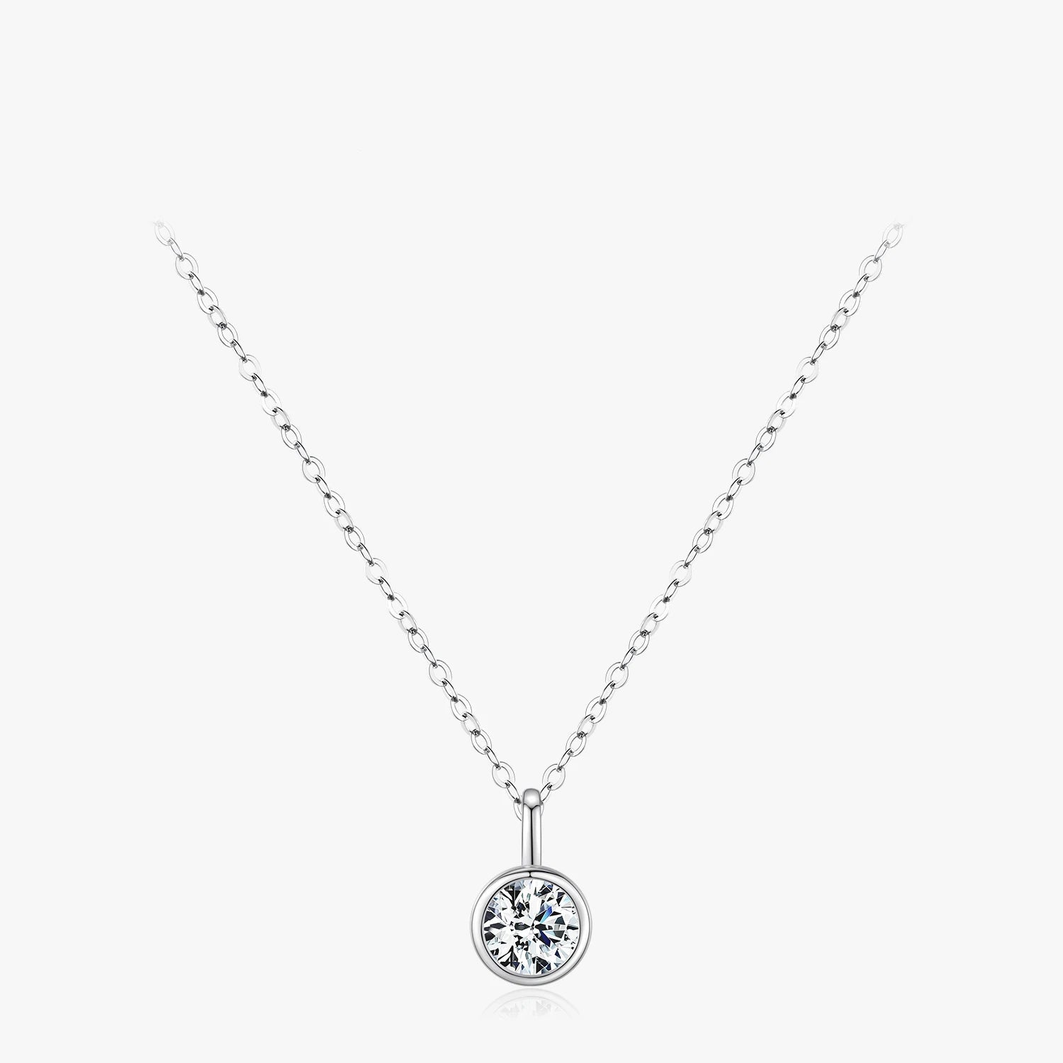 Moissanitt Halskjede 1 Karat – 925 Sølv med Bezel Setting & Sertifikat