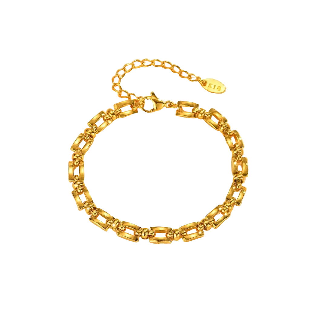 18K Gullbelagt Lenkearmbånd – Geometrisk Statement Armbånd til Dame