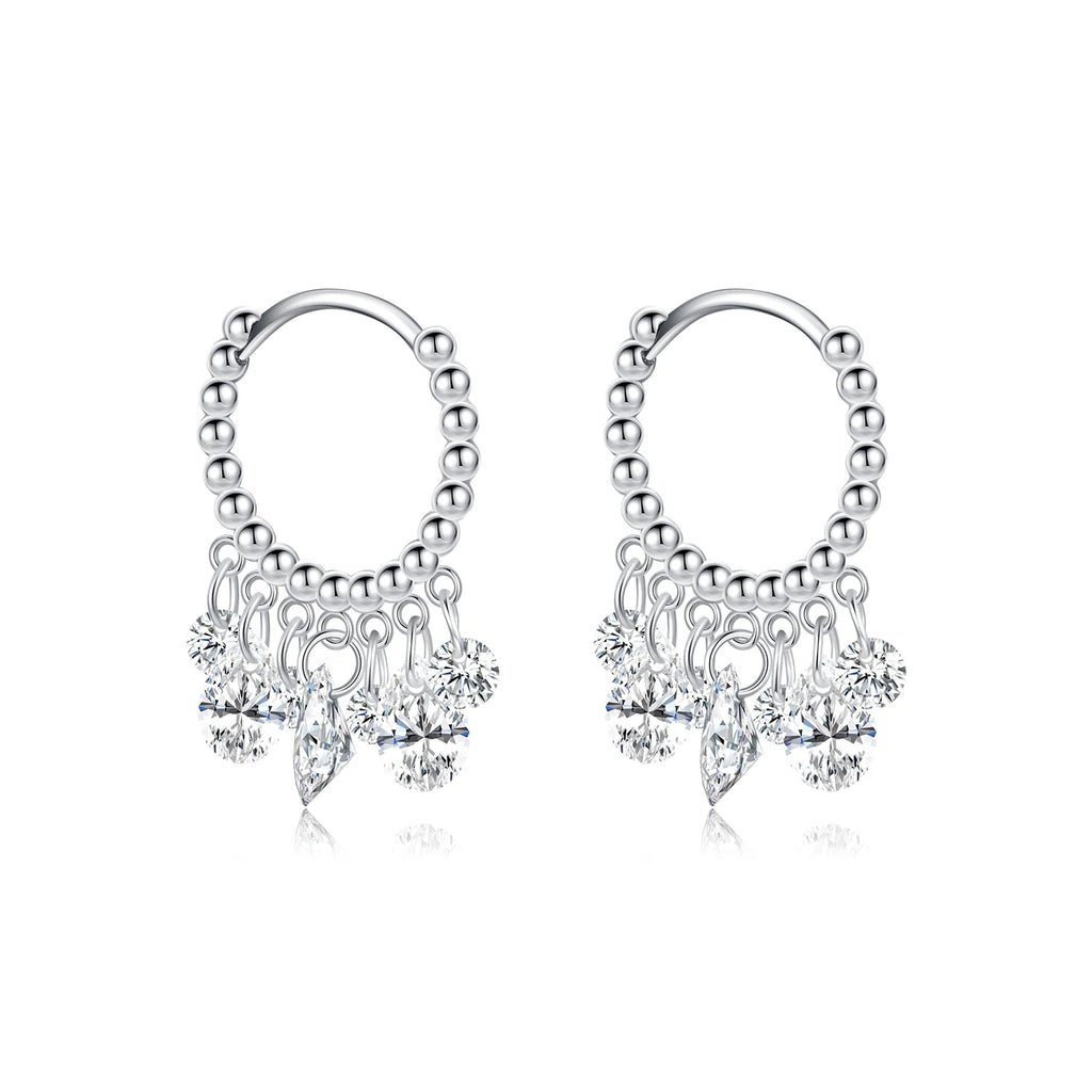 Geometriske Hoop Øredobber i 925 Sterling Sølv – Elegante Øredobber med Zirkonia