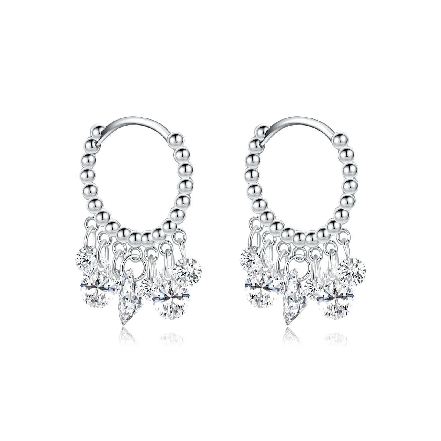 Geometriske Hoop Øredobber i 925 Sterling Sølv – Elegante Øredobber med Zirkonia