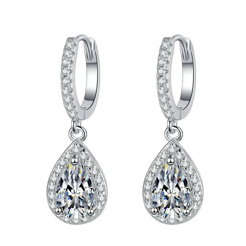 Dråpeøredobber i 925 Sterling Sølv med Zirkonia for Dame – Elegante Hengende Øredobber