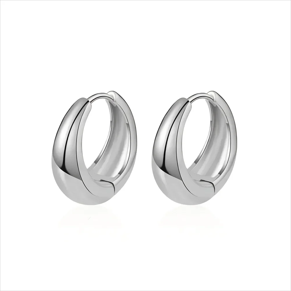 Chunky Huggie Hoop Øredobber – Dråpeformet Design i Gullfarget Stål (8/10/12 mm)