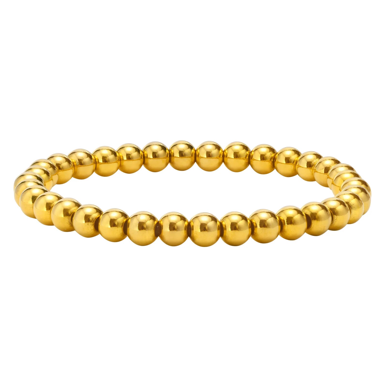Perlearmbånd i Rustfritt Stål – Elastisk Armbånd 4 / 6 / 8 mm (Allergivennlig)