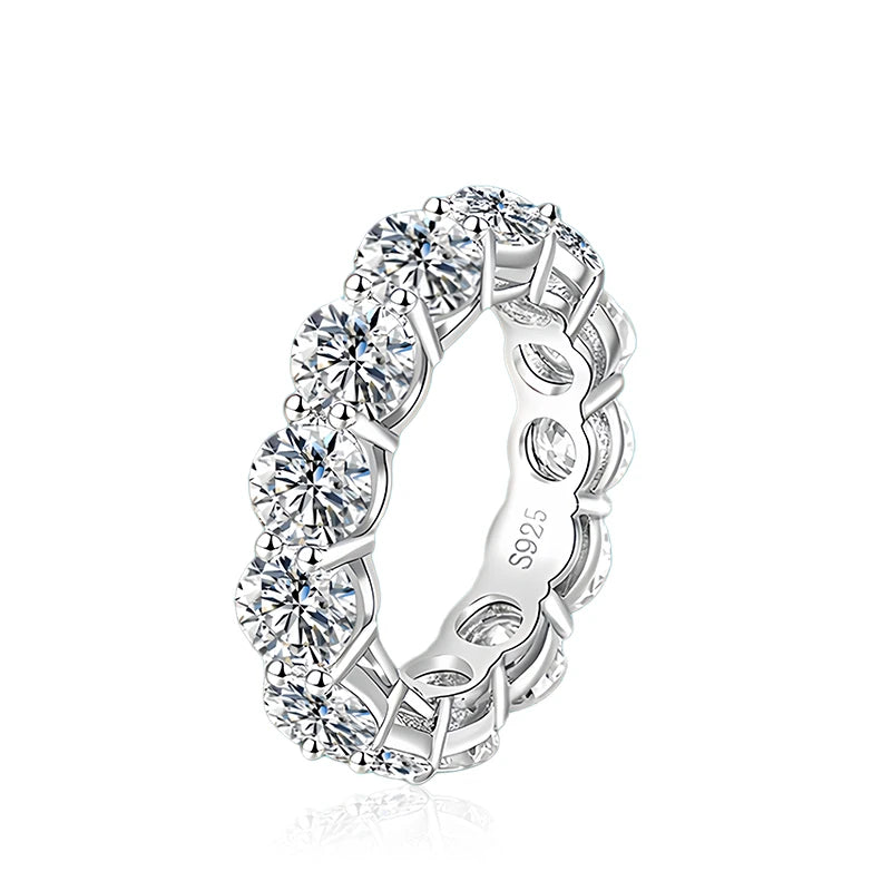 5 mm Moissanitt Eternity Ring i 925 Sterling Sølv – Hvitt Gullbelagt Ring for Dame