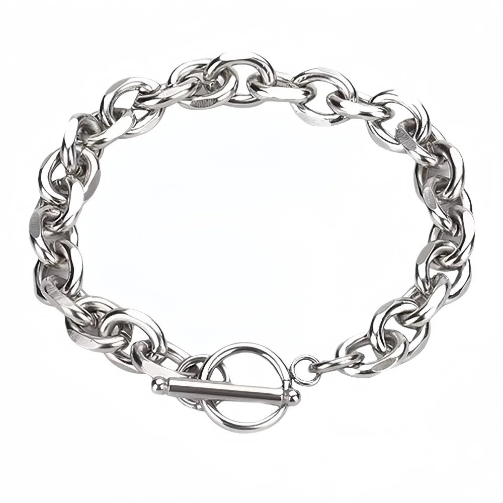Sølvfarget Kjedearmbånd i Rustfritt Stål – Unisex Armbånd med OT-Lås