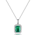 Lab Emerald Halskjede i 925 Sterling Sølv – Vintage Luksussmykke til Dame