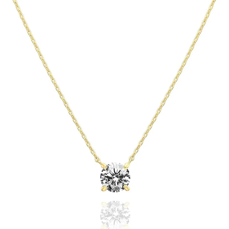Moissanitt Solitaire Halskjede til Dame | Elegant Anheng i 5 mm eller 4 mm