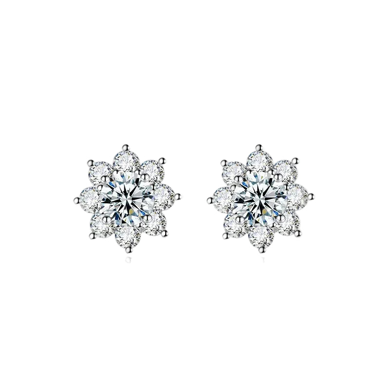 Moissanite Snøfnugg Øredobber i S925 Sølv – Elegante Ørestikker til Dame