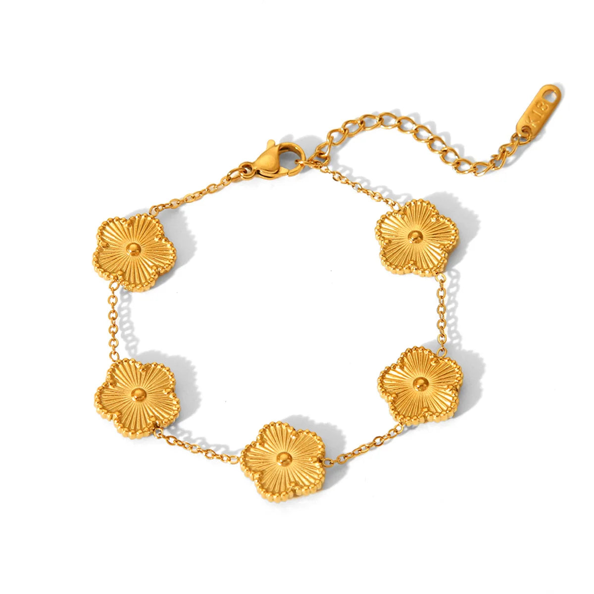 Clover Charm Armbånd i Rustfritt Stål – Elegant Blomsterarmbånd til Dame