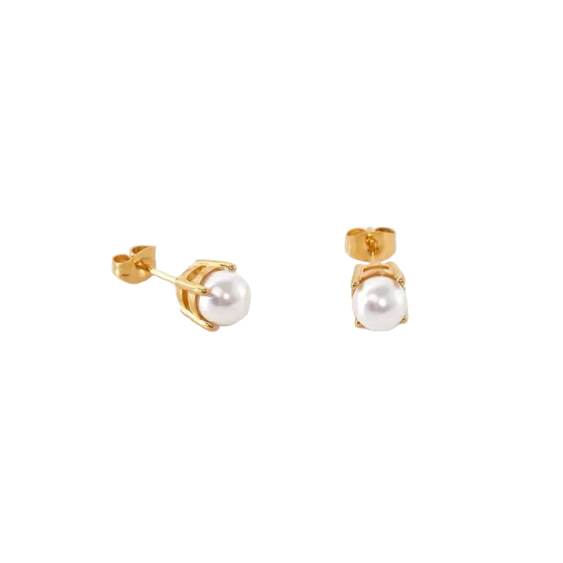 Perle Øredobber i PVD Gullbelagt Stål – Elegant og Tarnish-Free Design