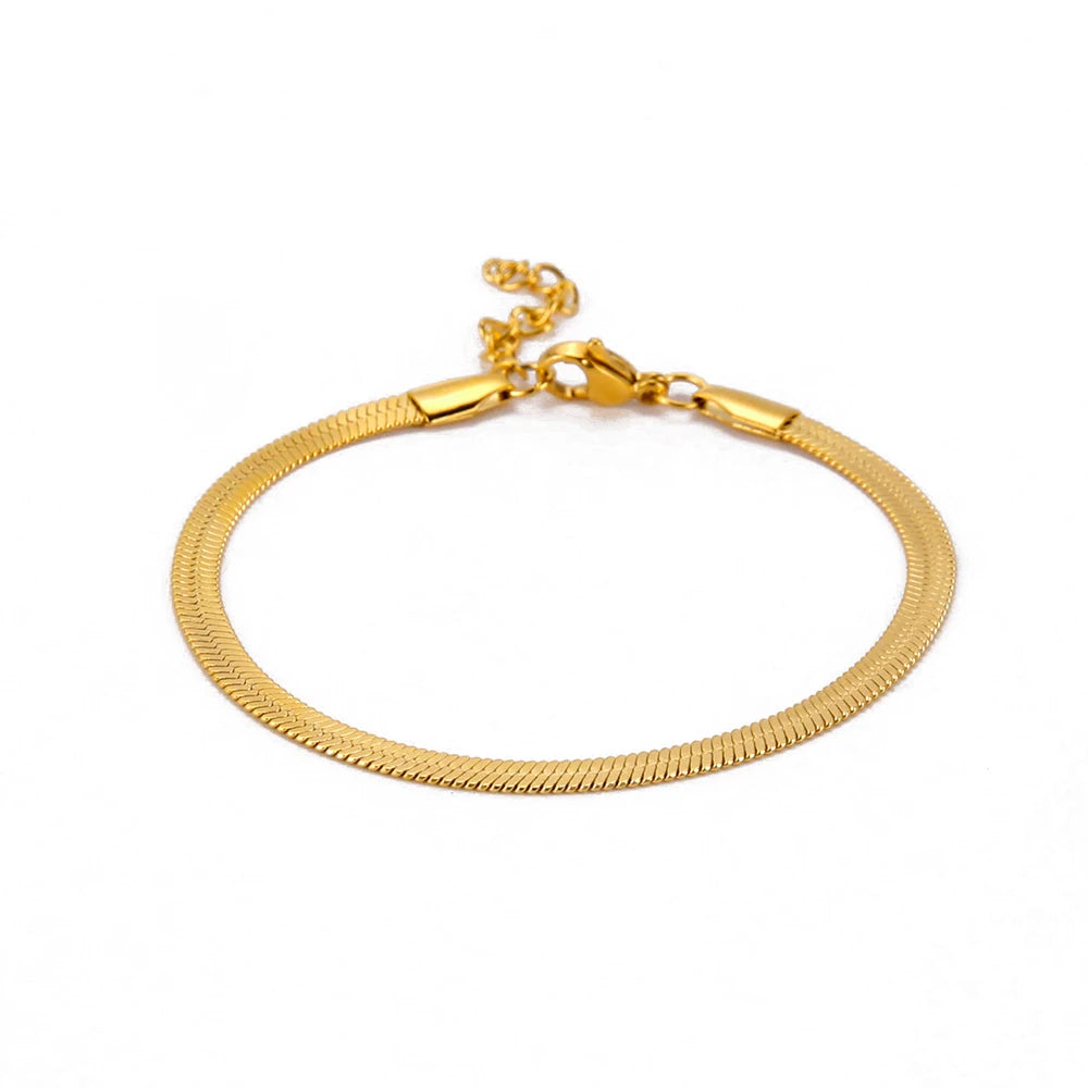 Snake Chain Armbånd i Gullfarget Stål – 2–5 mm Elegant og Tidløst Design