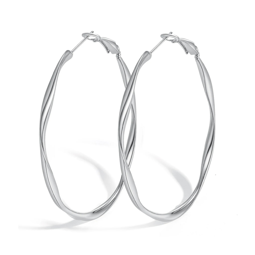 Twist Hoop Øredobber i Rustfritt Stål – Mobius Huggie Øredobber til Dame