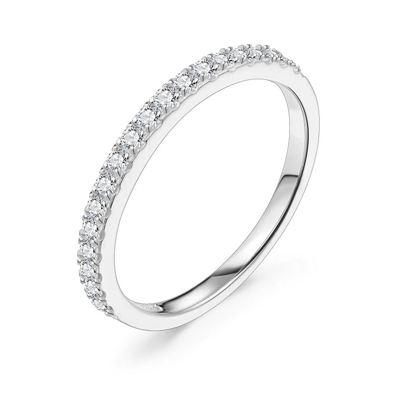 1,5 mm Moissanitt Half Eternity Ring i 925 Sterling Sølv for Dame