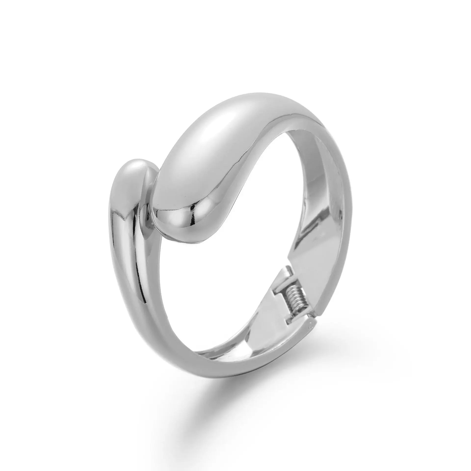 Dråpeformet Cuff Armbånd i Stål – Minimalistisk og Tidløst Design
