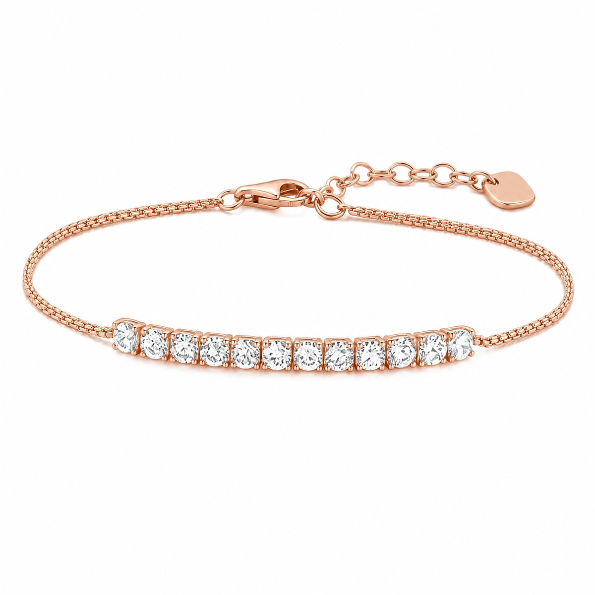 Armbånd i Ekte 925 Sterling Sølv med Hvite Zirkonia – Roségullbelagt Damearmbånd