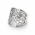 Vintage Sølvfarget Bred Ring med Hulldesign – Elegant og Tidløs Hverdagsring