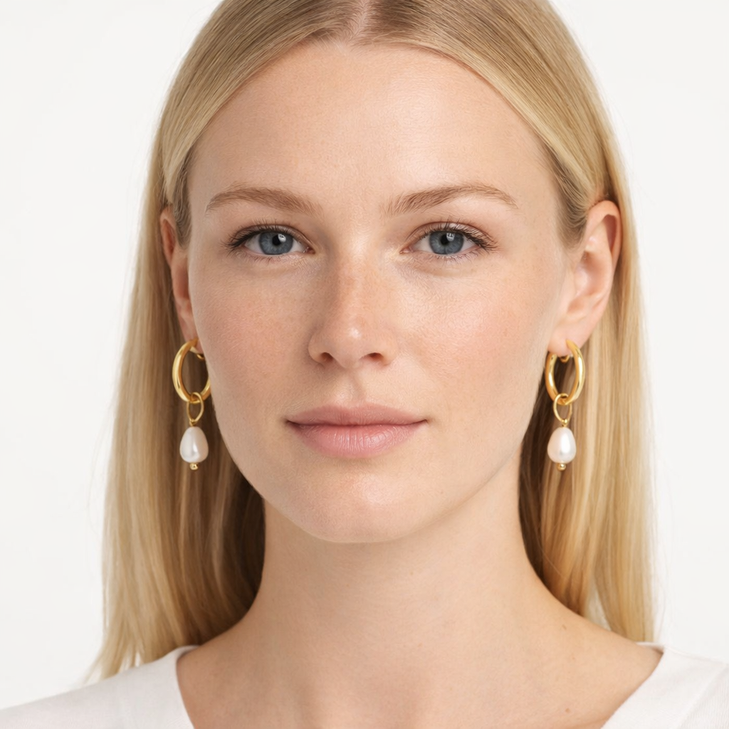 Vintage Gullfargede Øredobber med Perle – Elegante Statement Øredobber