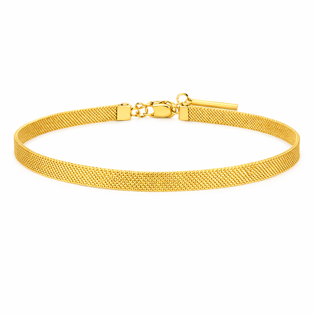 Mesh Choker Halskjede i Gullbelagt Stål – Minimalistisk Lenke­design