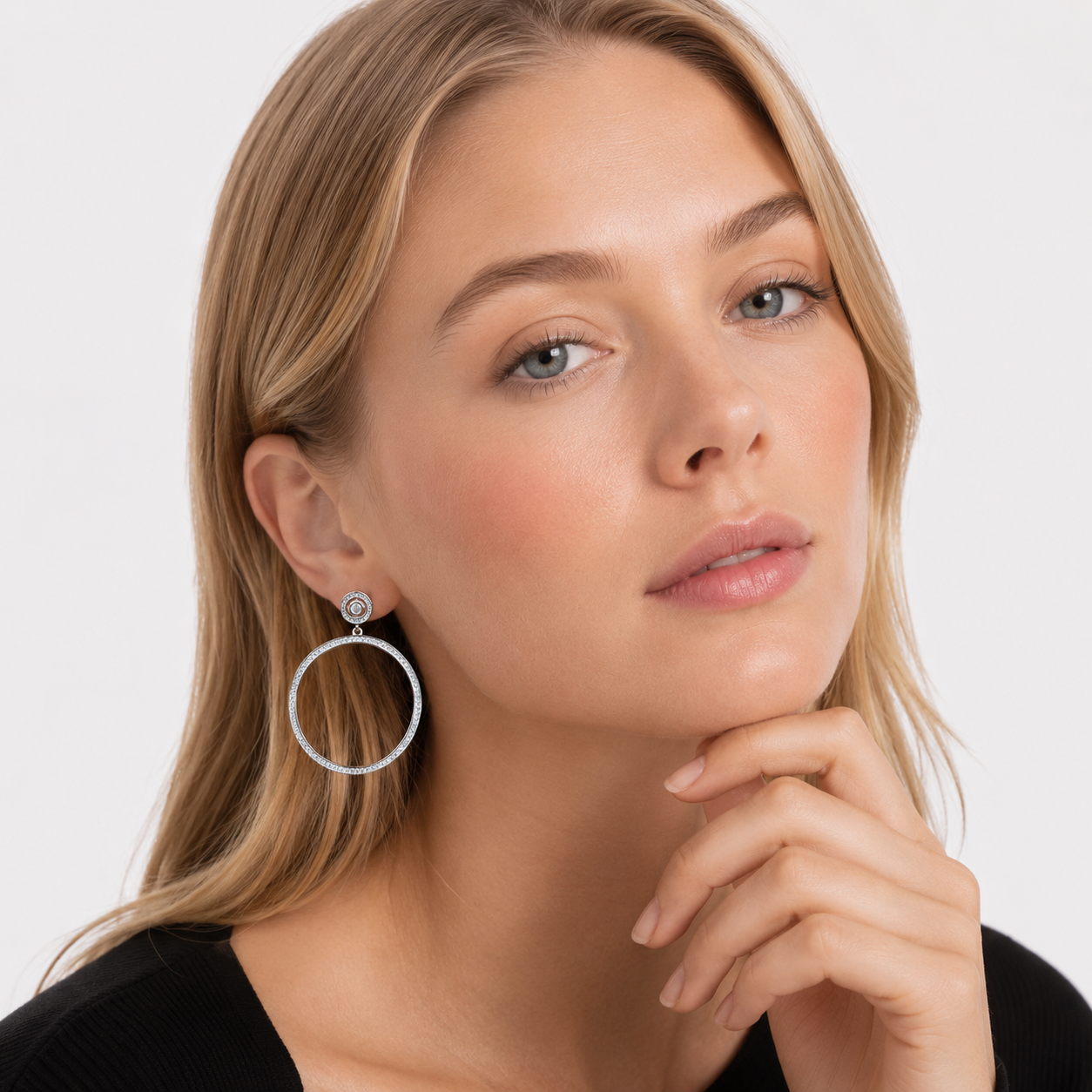 Runde Hengende Øredobber i 925 Sterling Sølv – Elegant Smykke til Dame