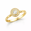 Gullfarget 2-Delt Brudesett med Rund Stein – Romantisk Ringsett for Forlovelse og Bryllup