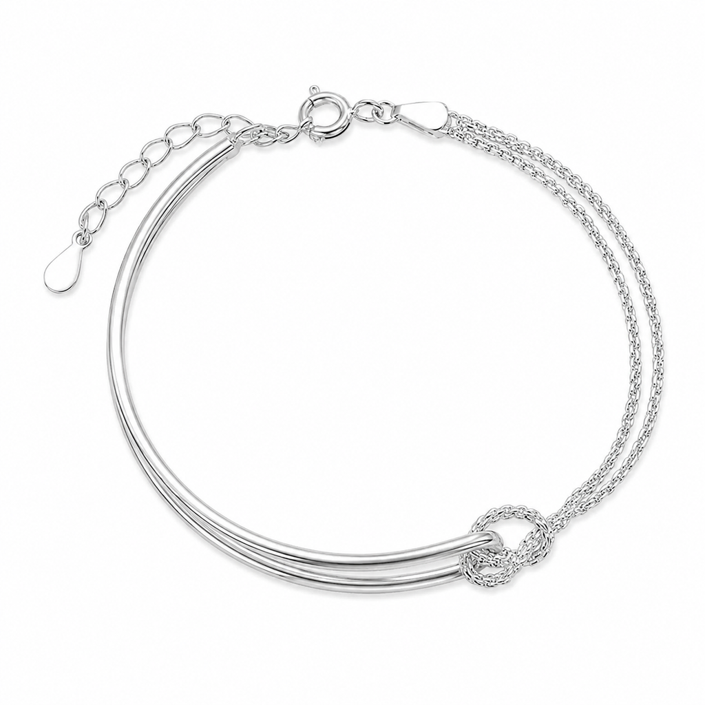 Geometrisk Armbånd i S925 Sterling Sølv – Minimalistisk Kjedearmbånd for Dame