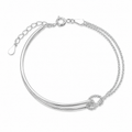 Geometrisk Armbånd i S925 Sterling Sølv – Minimalistisk Kjedearmbånd for Dame