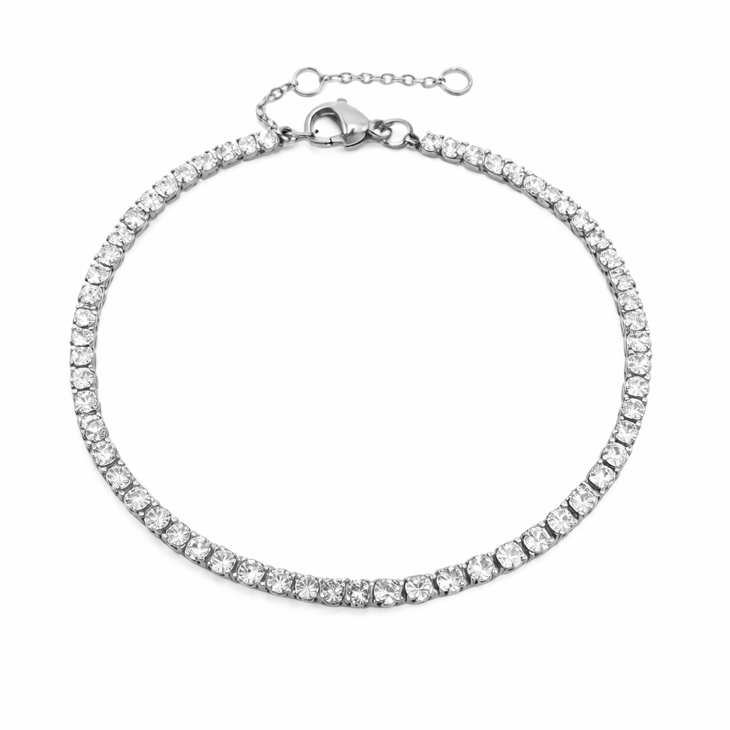 Tennisarmbånd med Zirkonia – Elegant Enkel Rad i Europeisk Stil