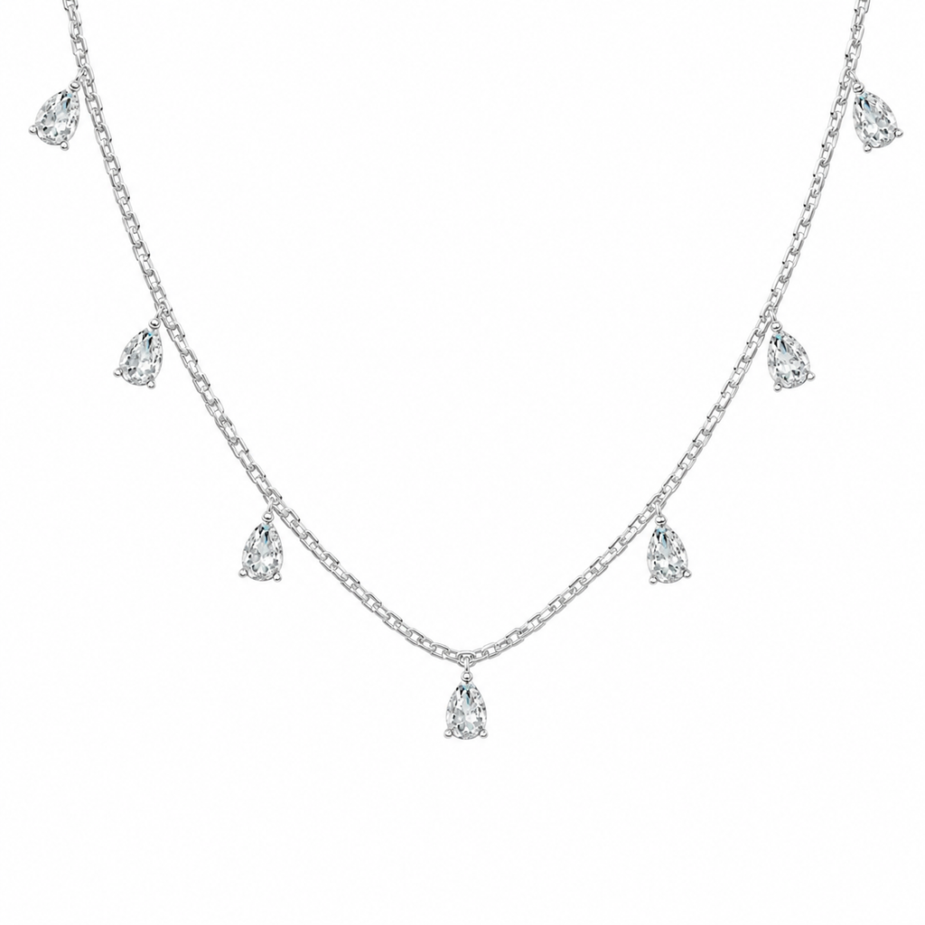 0,5 ct Pæreslipt Moissanitt Halskjede i 925 Sterling Sølv – Elegant Anheng for Dame