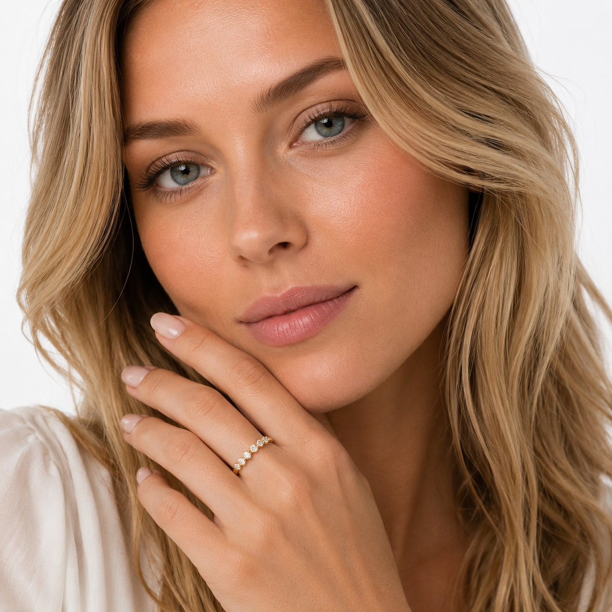 Rundslipt Moissanitt Ring i S925 Sterling Sølv for Dame – D-farge VVS1
