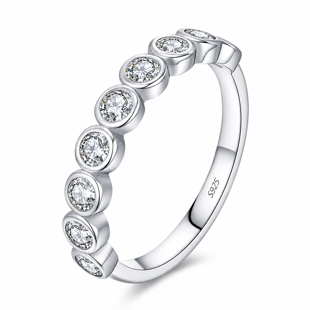 Rundslipt Moissanitt Eternity Ring i 925 Sterling Sølv for Dame – D-farge