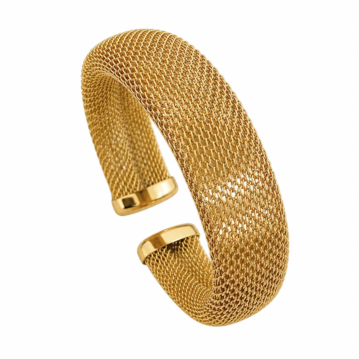 Vintage Mesh Cuff Armbånd – Gull- eller Sølvfarget Statement Bangle