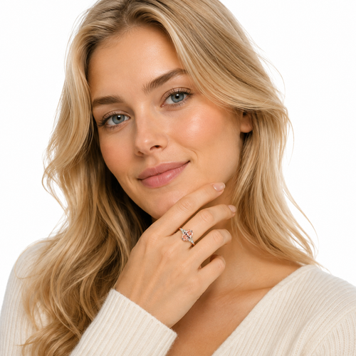 2,5 ct Padparadscha-inspirert Ring i 925 Sterling Sølv – Rosa-Oransje Ring for Dame