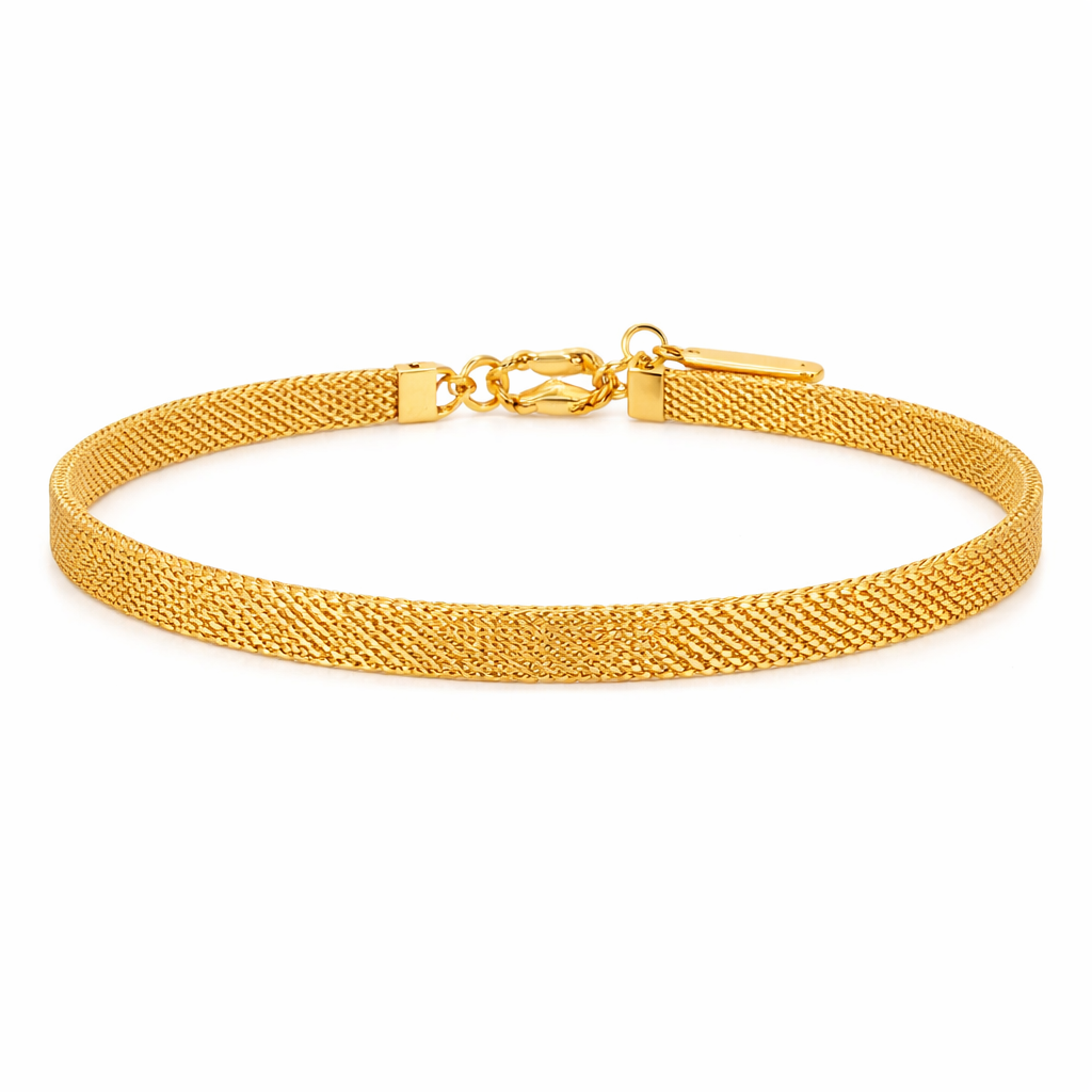 Mesh Choker Halskjede i Gullbelagt Stål – Minimalistisk Lenke­design