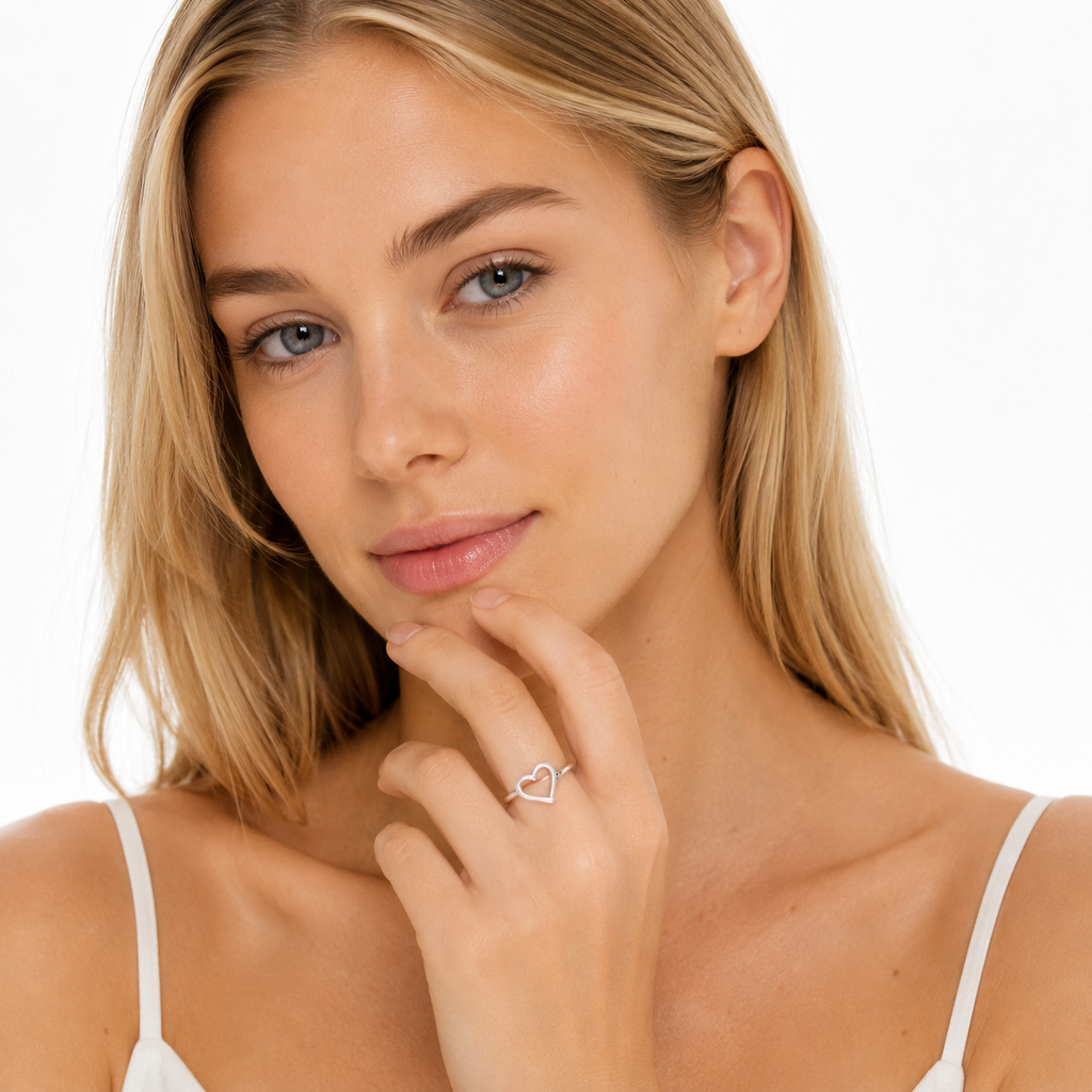 Vintage Hjertering i 925 Sterlingsølv | Elegant Ring til Dame