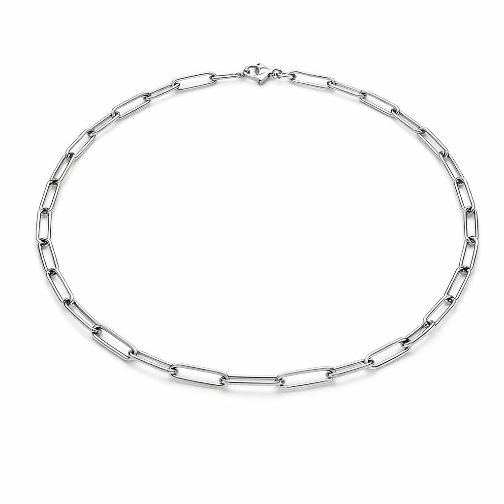 Paperclip Halskjede i Gullfarget Rustfritt Stål – Trendy Lenke for Dame og Herre | Unisex Statement Smykke