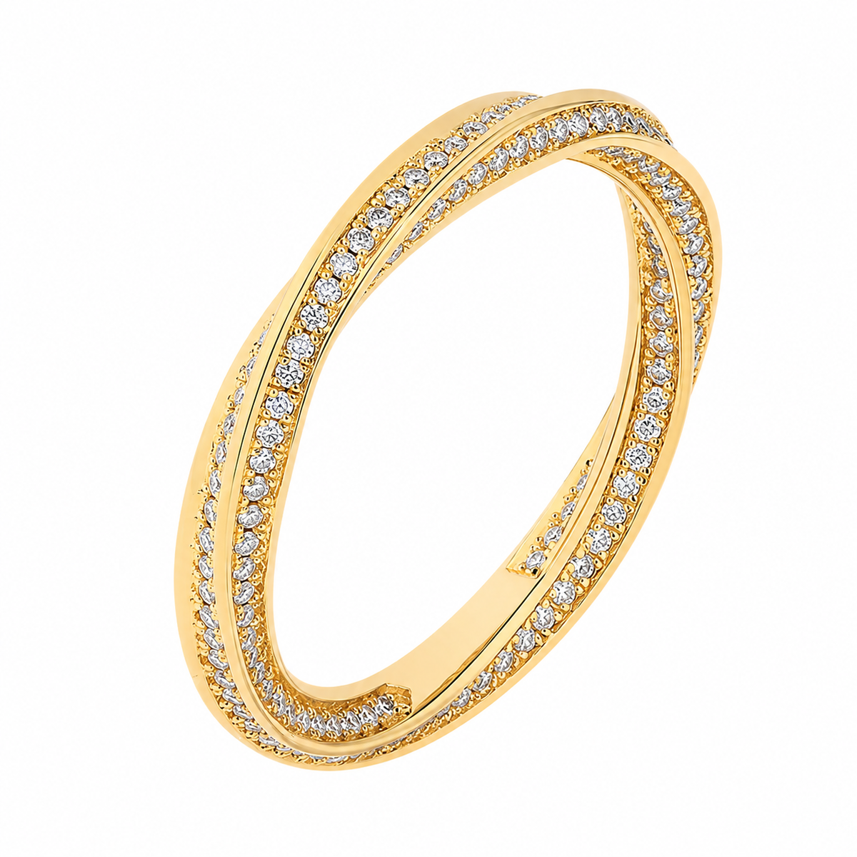 Moissanitt Eternity Ring i S925 Sterling Sølv – 18K Gullbelagt Helix Ring