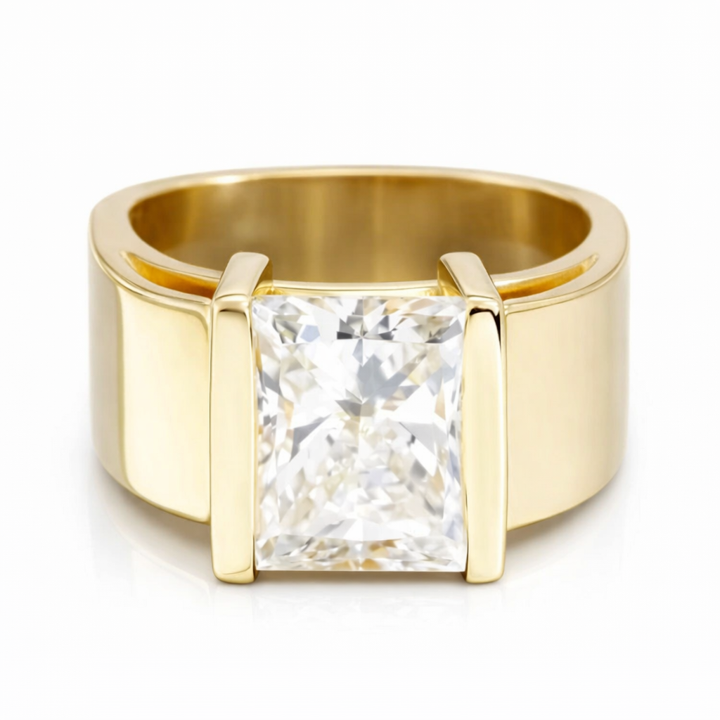 Minimalistisk Gullfarget Ring med Zirkon – Elegant og Tidløs Design