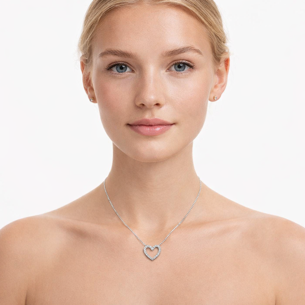 Hjerte Halskjede i 925 Sterlingsølv med Zirkonia – Romantisk og Elegant Design