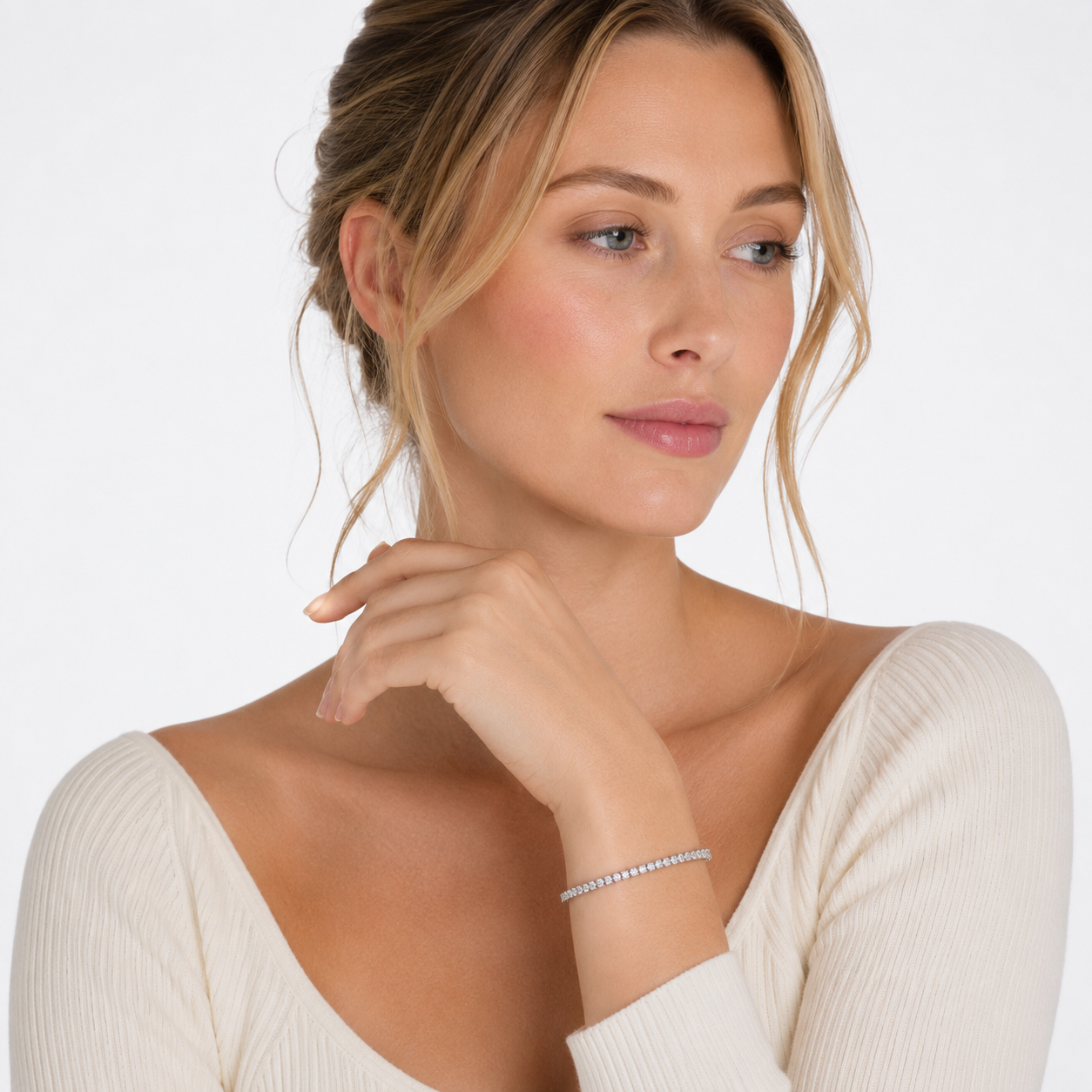 Moissanite-inspirert Armbånd i 925 Sterling Sølv – Elegant Smykke til Dame