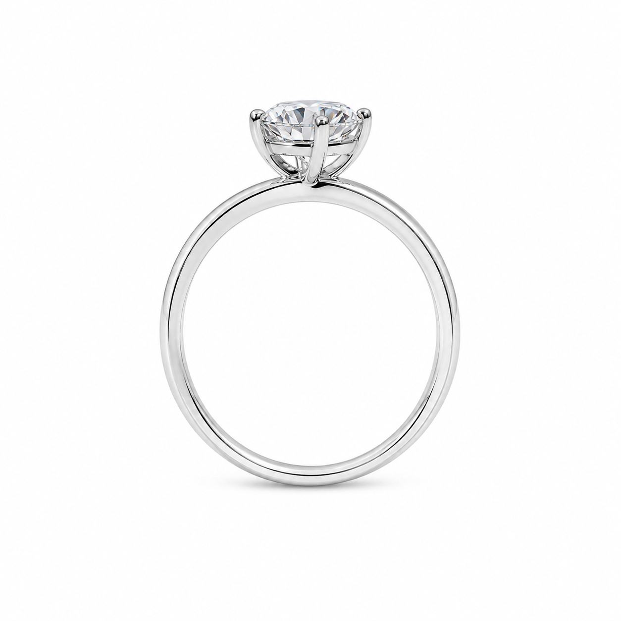 Solitaire Moissanitt Ring til Dame – Gullbelagt Ring med Klassisk 1 CT Sten