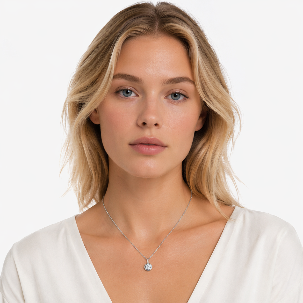 Moissanitt Halskjede 1 Karat – 925 Sølv med Bezel Setting & Sertifikat