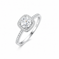 Moissanitt Ring i 925 Sterling Sølv – Klassisk Solitaire Ring med Firkantet Sten