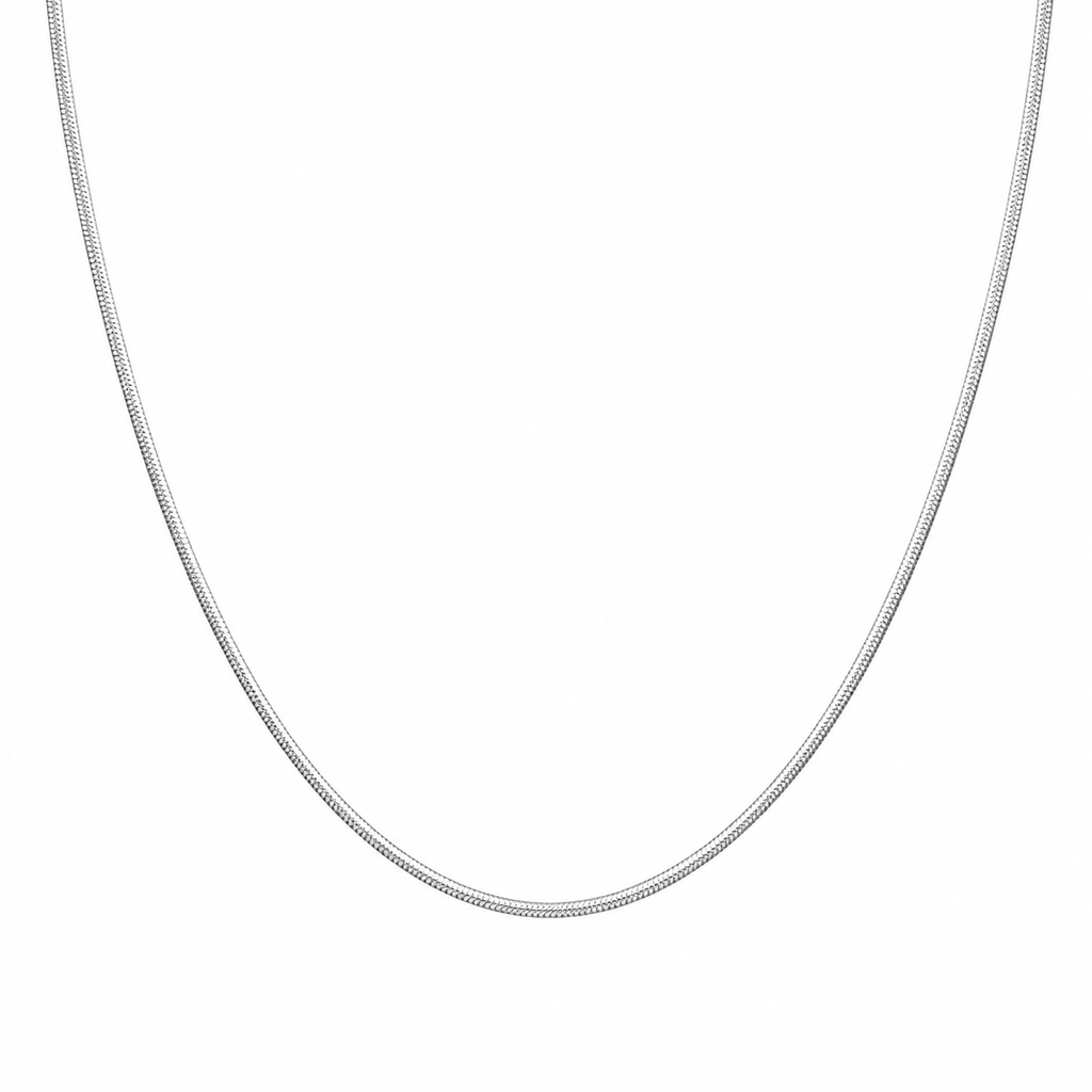 1,2 mm Snake Chain Halskjede i Rustfritt Stål – Sølvfarget Choker for Dame