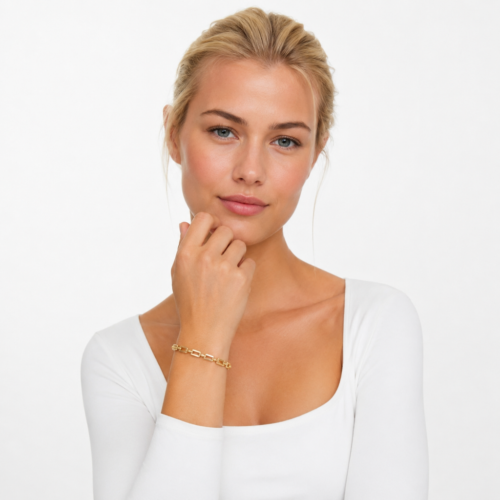 18K Gullbelagt Lenkearmbånd – Geometrisk Statement Armbånd til Dame