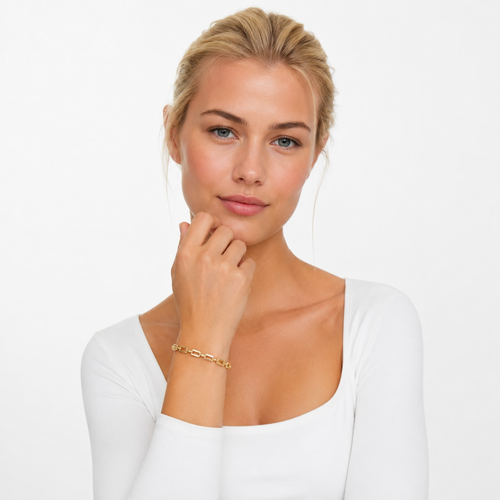 18K Gullbelagt Lenkearmbånd – Geometrisk Statement Armbånd til Dame